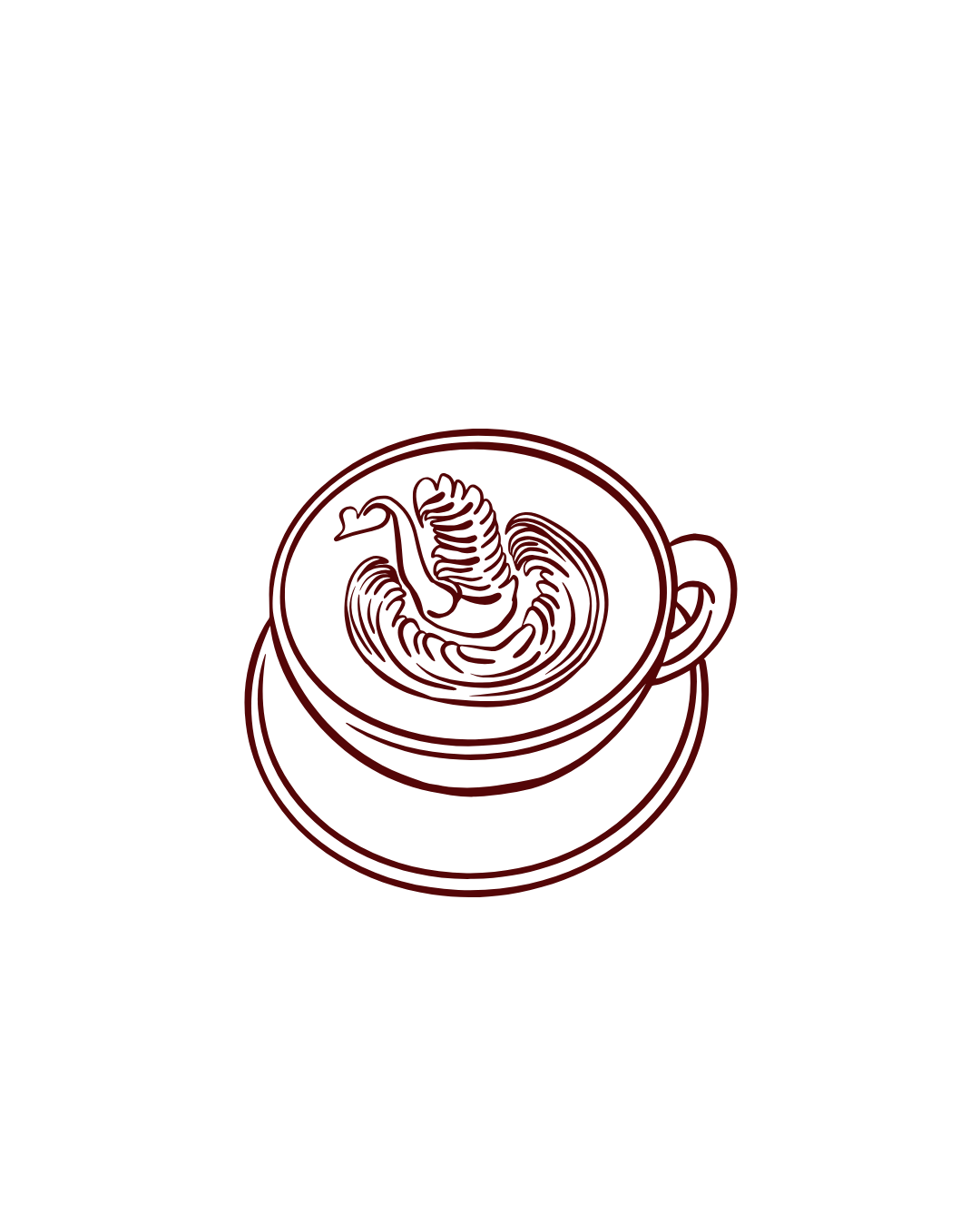 Line drawing of a cup of coffee with steam